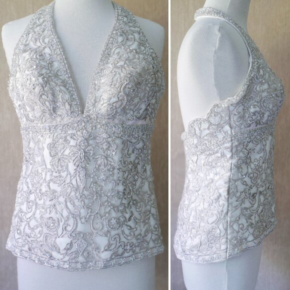 💍 Allure Bridals Beaded Halter Bridal Top Separates | Wedding Gown Top | Size 4 - Picture 1 of 9